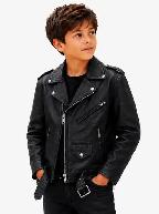 Youth Classic Biker Leather Jacket – Size 6 - Photo 2