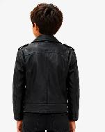 Youth Classic Biker Leather Jacket – Size 6 - Photo 5