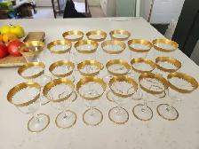 21 verres à vin vintage avec dorures
