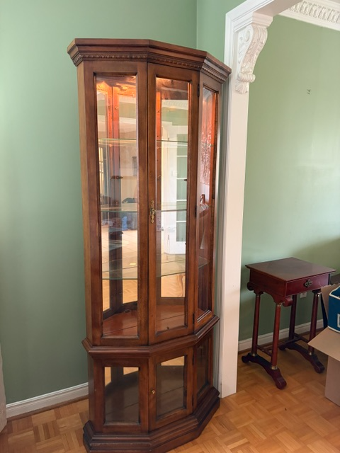 Solid Wood Lit Curio Display Cabinet