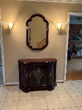 Elegant Entryway Display Cabinet with Matching Mirror