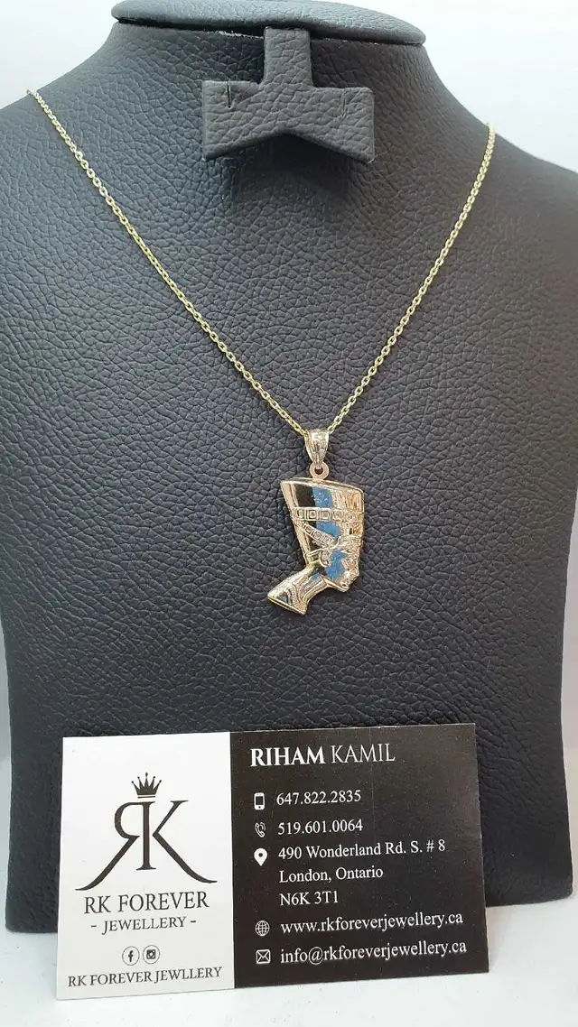 10k yellow gold chain and pendant #411_8
