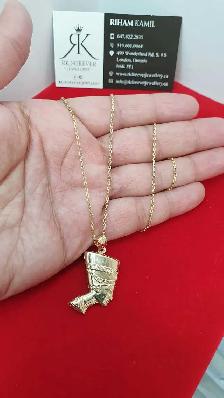 10k yellow gold chain and pendant #411_8 - Photo 5