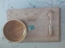 BRAND NEW (Never used) Four piece Kitchen Green Bamboo set