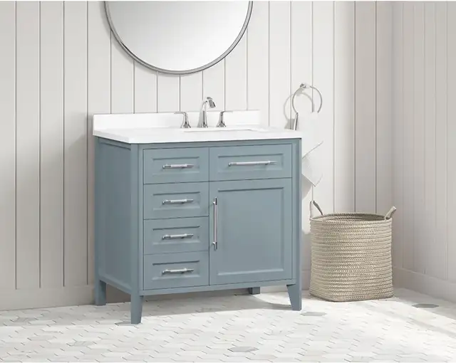 36" blue bathroom vanity with sink