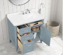 36" blue bathroom vanity with sink - Photo 2