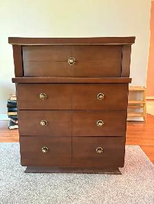 Mid Century Wood Tall Boy Dresser - Photo 10