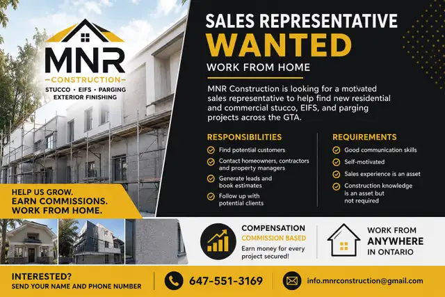 Sales REP– Construction Industry (Work From Ho