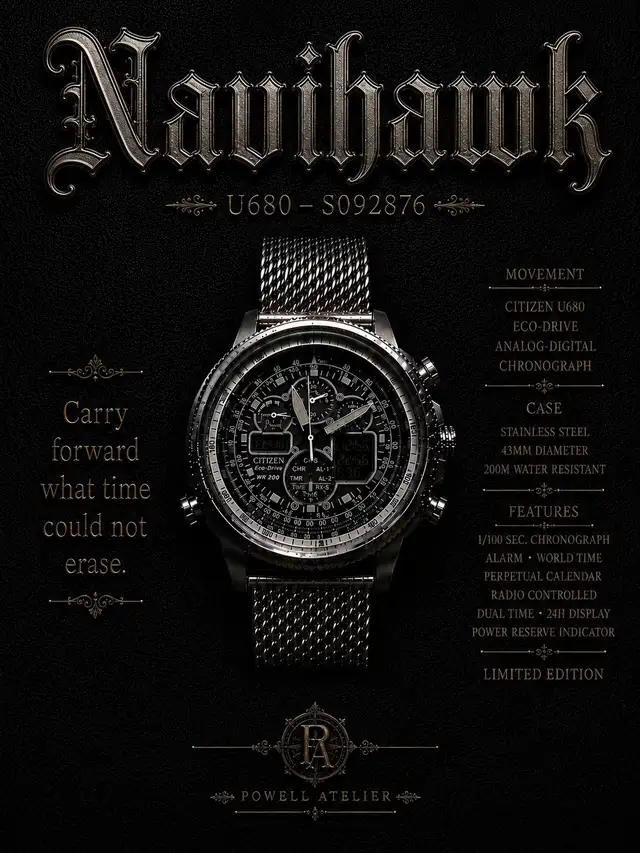 Citizen Navihawk U680-S092876 Eco-Drive Watch open to trades