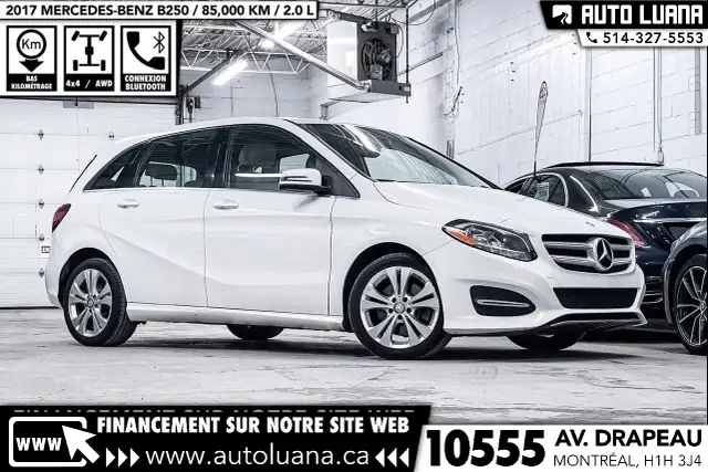 2017 MERCEDES-BENZ B-Class B250 AWD/MAGS/CUIR/BLUETOOTH/85,000km
