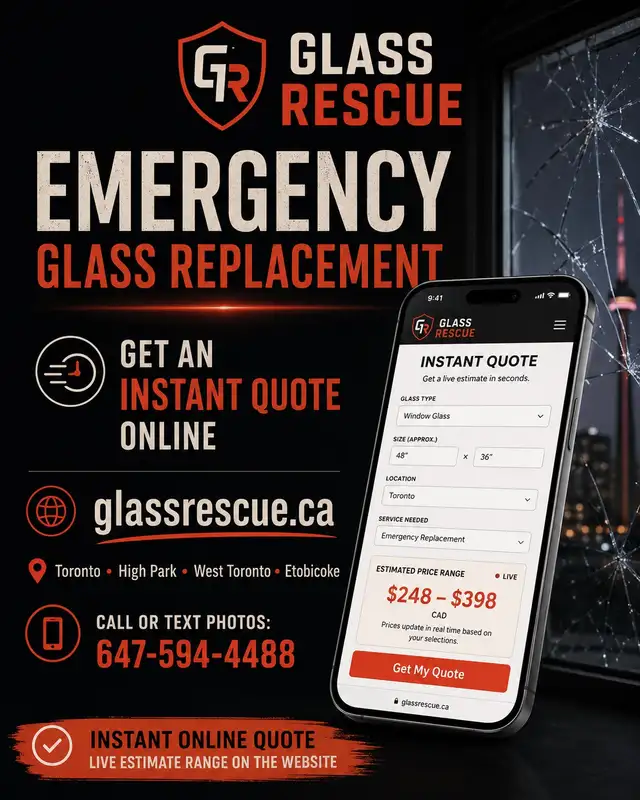 emergency glass replacement. instant quote on website
