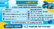 Hiring: Vehicle Inspectors in London, ON