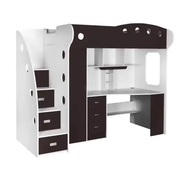 Loft Bed With Desk Chair and Lamp