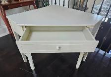 White Painted Wood Corner Desk (w Single Drawer & Lower Shelf) - Photo 4