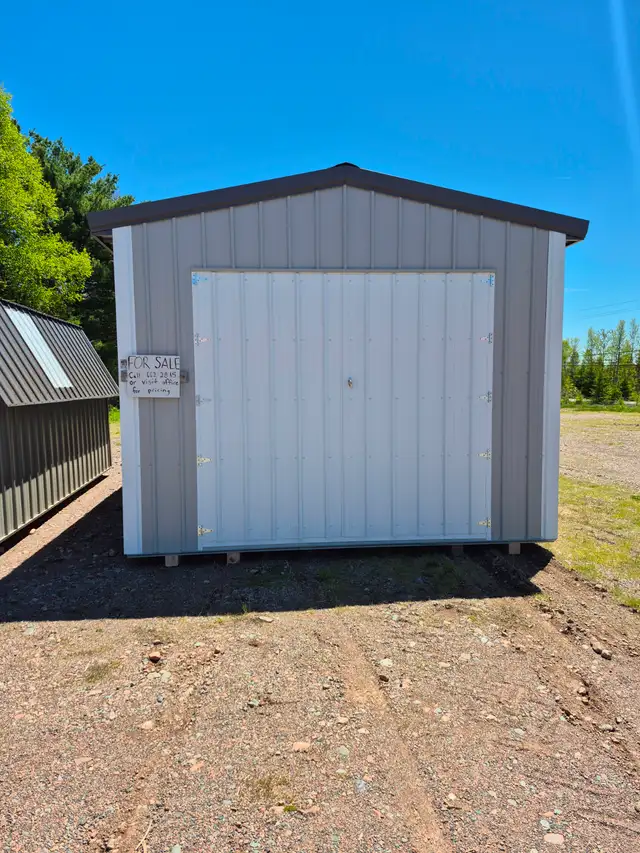 12 x 20 Gable Mini Barn - Charcoal, Grey & Bright White