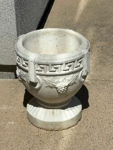 Concrete PAIR Of Garden Planters: Greek Key Motif & Grape Relief - Photo 3