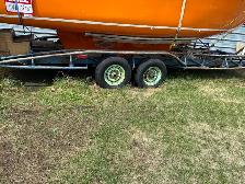 Flat Deck 20ft Trailer with Sailboat 25ft