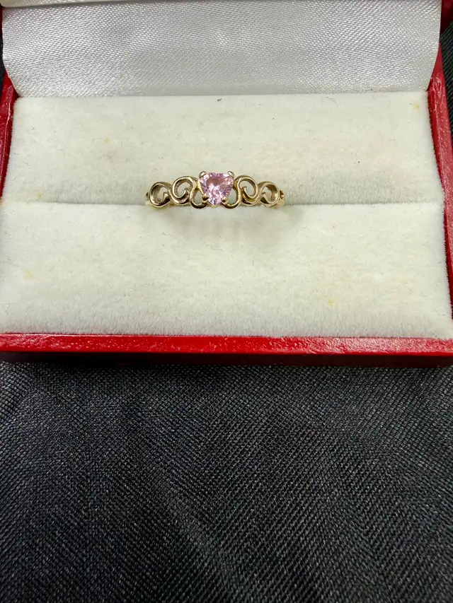 Women's 10K Gold Ring with Pink Topaz~Size 8