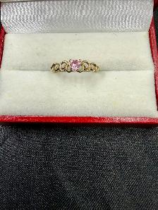 Women's 10K Gold Ring with Pink Topaz~Size 8