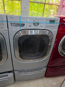LG Steam 27' Grey Front-Load Stackable Washer Dryer W/ Pedestals - Photo 6
