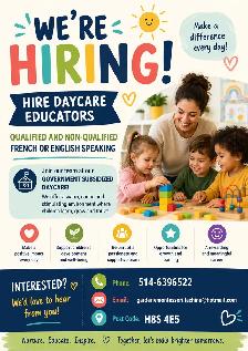 Daycare educators needed