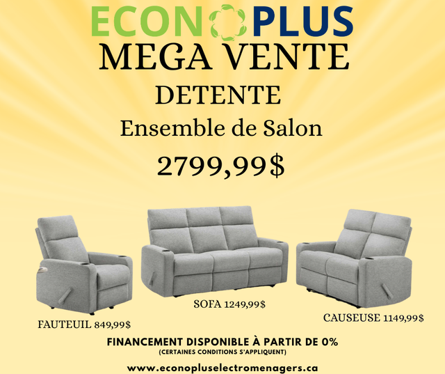 Econoplus DETENTE Ensemble de Salon Inclinable à levier $2799.99