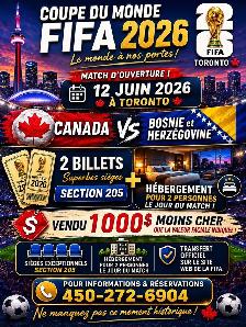 FIFA World Cup June 12 Canada vs Bosnia match incl accommodation - Photo 2