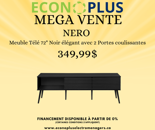 Econoplus NERO Meuble Télé 72' Noir élégant $349.99