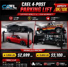 New CAEL 4-Post Parking Storage Lift 9k/10k Capacity – Certified
