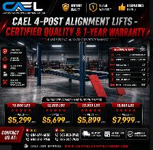 New CAEL 4-Post Hoist Alignment Service Lift – Certified &Warran