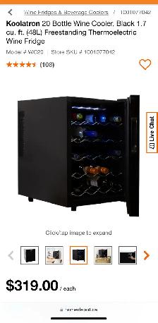 Koolatron 20 Bottle Wine Cooler, Black