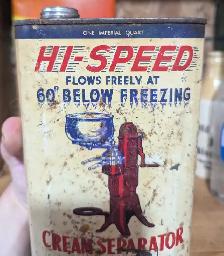 VINTAGE 1940's HI-SPEED CREAM SEPARATOR OIL IMPERIAL QUART CAN - Photo 2