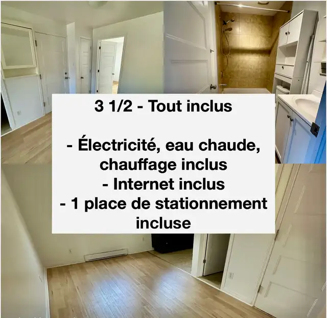 3 1/2 Tout compris - Disponible 1er Juillet