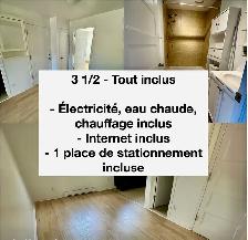 3 1/2 Tout compris - Disponible 1er Juillet