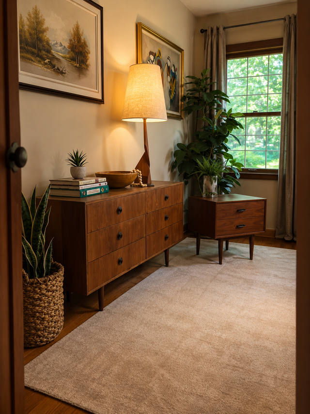 Mid century. TEAK TECK. Chambre à coucher. Commode, crédence, bu