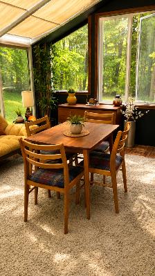 MCM vintage. TECK TEAK. Ensemble salle à manger. Table / 4 chais