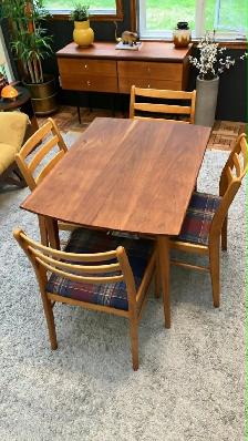 MCM vintage. TECK TEAK. Ensemble salle à manger. Table / 4 chais - Photo 7