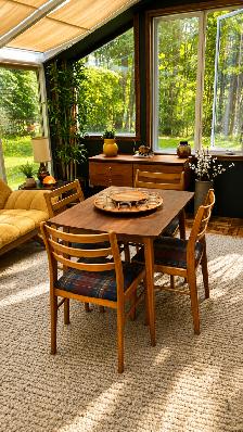 MCM vintage. TECK TEAK. Ensemble salle à manger. Table / 4 chais - Photo 10