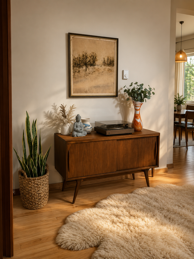 Mid century modern. TEAK TECK Lampe / Buffet, crédence, bar, vit