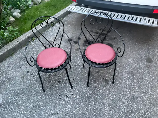 Free delivery used Pair of Black Metal Bistro Chairs