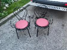 Free delivery used Pair of Black Metal Bistro Chairs