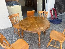 Free delivery used Round Oak Dining Table with 4 Chairs - Photo 3