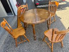 Free delivery used Round Oak Dining Table with 4 Chairs - Photo 4