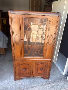Free delivery antique from 1940 Vintage Wood Display Cabinet - Photo 2