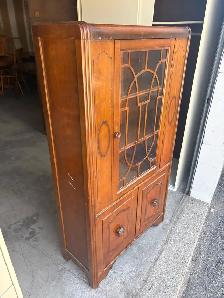 Free delivery antique from 1940 Vintage Wood Display Cabinet - Photo 3