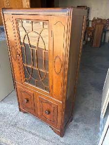 Free delivery antique from 1940 Vintage Wood Display Cabinet - Photo 6