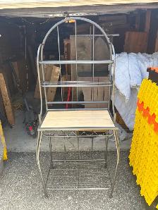 Free delivery used Baker's Rack with Shelves and Wood Top