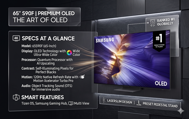 Samsung 65' S90F OLED 4K TV | 144Hz | Quantum HDR | 2025 Edition