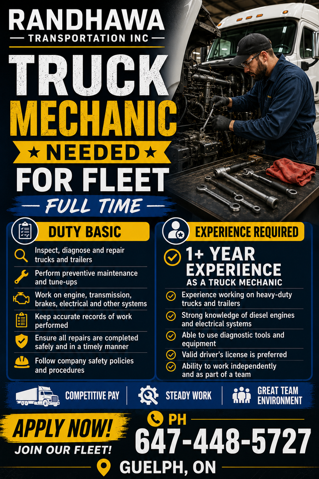 Truck Trailer mechanic needed by fleet full time