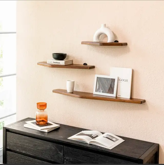 Force Solid Mango Wood Wall Shelf Set